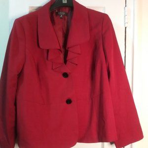Kasper Ruffle front dark red blazer